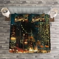 thumbnail image 3 of Ambesonne Night Quilted Bedspread Set 3 Pcs, City Street Colorful Art, King Size, Multicolor, 3 of 3