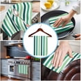 thumbnail image 3 of Dark Green Stripe Kitchen Towels Set of 3, Water Absorbent Dish Towel, Geometric White Vertical Striped Decorative Hand Towels - Quick Drying Cloth for Cooking Baking, 18x28 Inch, 3 of 8