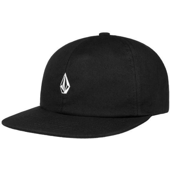 Volcom Men's Hat Full Stone Dad Embroidered Flat Bill Strapback Cap (Black)