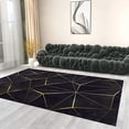thumbnail image 3 of Light Luxury Black Gold Geometric Lines Area Rug, Modern Irregular Abstract Pattern Art Rugs, for Living Room Bedroom Dining Room Office-5x6ft, 3 of 7