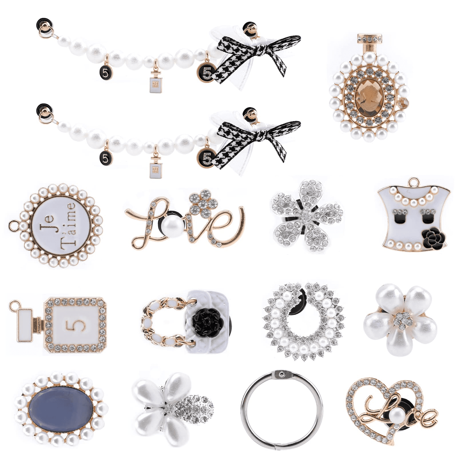 Allnice Shoe Charms for Crocs, 14Pcs DIY Shoe Charms for Clog Crystal Diamond Shoe Decoration