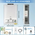 thumbnail image 2 of Tankless Water Heater Propane, 1.6GPM 6L Portable Instant Hot Water Heater, Outdoor Use for RV, Camper Van, Camping Trailer, Cabin, Barn, Pool, Sliver, 2 of 6