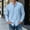 Light Blue, variant on Eltusu Men's Cotton Linen Shirts, Long Sleeve Basic Solid Color Stand-Up Collar Casual Button Down Shirts Khaki Size 3XL