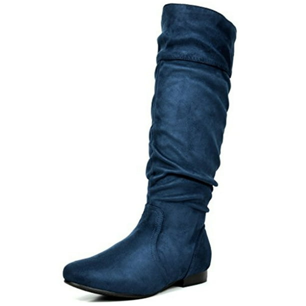 flat slouch knee high boots
