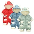 thumbnail image 3 of KYAIGUO Newborn Fleece Footie Bodysuit Baby Hooded Warm Jumpsuit Thicken Romper Cartoon Onesies Fall Winter Outwear Snowsuit for Girls Boys 6-24 Months, 3 of 9