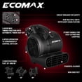 thumbnail image 2 of ECOMAX Air Mover, secadora de alfombras, ventilador, 900 CFM, modo de 3 velocidades, 3 ángulos de soplado, cadena tipo margarita, apilable, función de sincronización, para restauración de daños por ag, 2 of 5