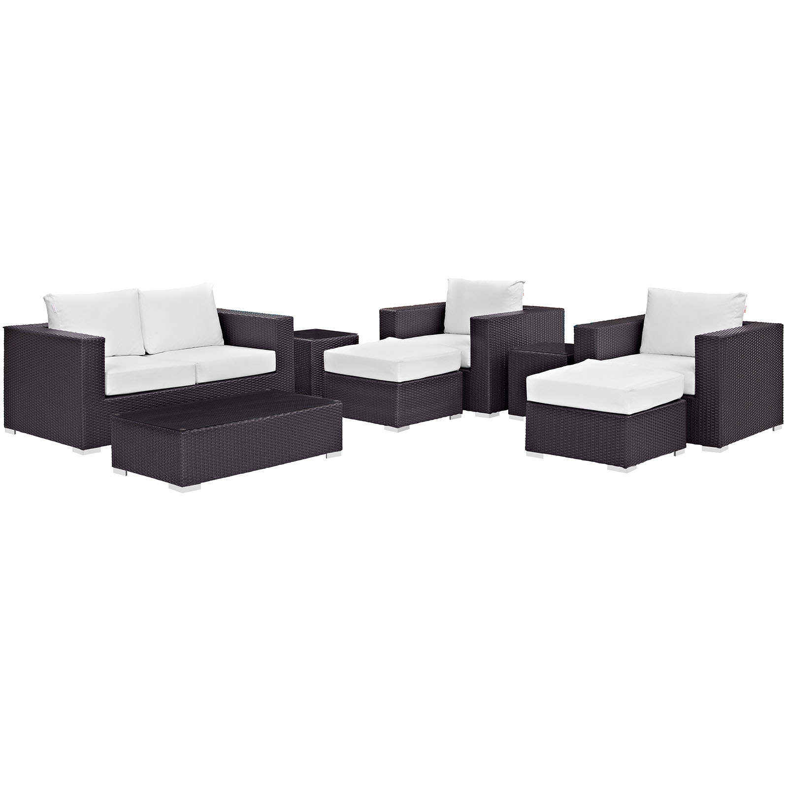 Modway Convene 8 Piece Outdoor Patio Sofa Set in Espresso White - image 2 of 9