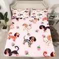 thumbnail image 2 of Castle Fairy Girls Boys Kawaii Dog Dachshund 3Pcs Twin Sheet Sets,Pink Strawberry Twin Fitted Sheet,Polka Dots Breathable Flat Sheet,Ultra Soft Home Decor, 2 of 7