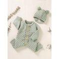 thumbnail image 5 of Musuos Infant Baby 2PCS Winter Outfits, 3 6 12 18M Long Sleeve Solid Color Knitted Romper + Bear Hat Set, 5 of 10