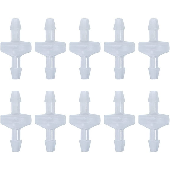 10 Pack 1/4 inch Plastic Check Valve, One Way Barb Hose Inline Non Return For Fuel, Oil, Water, Air (1/4 inch)