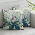 thumbnail image 3 of Dahlia pillowcase, spring geometric blue flower elegant line pillowcase, farmhouse outdoor decoration, home, bedroom, living room square cushion cover, various sizes, set of 2, 3 of 7