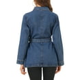 thumbnail image 4 of INSPIRE CHIC Women's Jean Jackets Long Sleeves Tie Waist Button Down Casual Denim Jacket L Medium Blue, 4 of 9