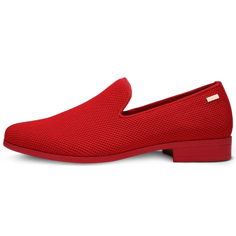 mens red dress shoes size 14 Mens loafers dress shoes Slip On Driving Shoes Classic Tuxedo knit walking Shoes  Red Size 14