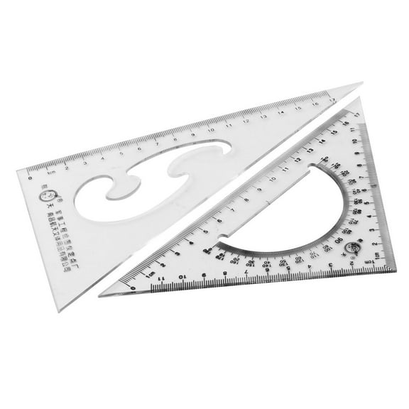 Uxcell Plastic Drafting Drawing Right Angle Triangle Ruler Combo Protractor 2 in 1
