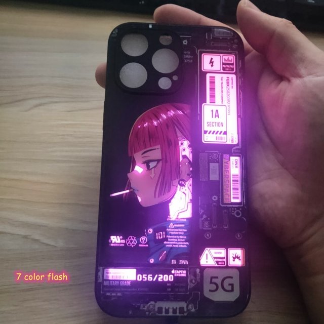 Funda con Flash LED para iPhone, carcasa moderna de cristal para modelos 13 Pro Max, 12, 14, 11, 7, 8 Plus, X, XR, XS, SE20