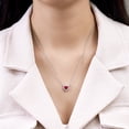 thumbnail image 3 of JeenMata 2 Carat Ruby - July Birthstone Elegant Heart Shaped Halo Pendant Necklace - 18K White Gold Plating for Women, 3 of 6