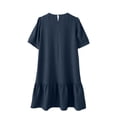 thumbnail image 6 of Lenpel Dresses for Women Trendy Button Crew Neck Short Sleeve Knee Length Midi Dresses Casual Loose Ruffle Hem T Shirt Dresses, 6 of 6