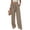 Khaki, variant on Delconic Women’s Striped High Waist Loose Fit Casual Pants with Elastic Waistband and Drawstring Relaxed Straight Leg Trousers Black L