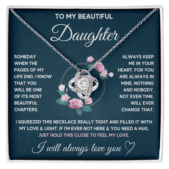 To My Daughter Love Knot Necklace, Valentine Couple Gift, Anniversary Birthday Pendant Gift, Gift For Him, Gift For Her, Happy Father Day Mother Day Gift