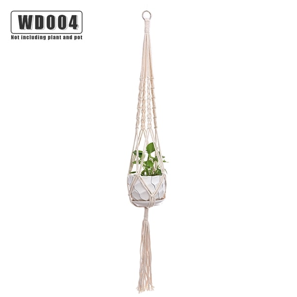 Yuarrent Cestas colgantes 100 hechas a mano, soporte para plantas, macramé, colgador de plantas, maceta para colgar en la pared interior, soporte para Jardín y Patio No.04 Yuarrent HA001777-04