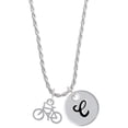 thumbnail image 1 of Delight Jewelry Silvertone Small Bicycle Silvertone Script Initial Disc - C - Charm Necklace, 20"+3", 1 of 4