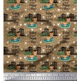 thumbnail image 1 of Soimoi Poly Georgette Fabric Swimming Pool,Cartoon & Buildings Architectural Print Fabric by the Yard 42 Inch Wide, 1 of 3