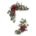 thumbnail image 3 of Juego de 2 arcos de flores para boda con rosas artificiales y hojas verdes, hermosa decoración. Rojo, 3 of 9