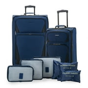 U.S. Traveler Forest 8-Piece Expandable Spinner Luggage Set, Navy