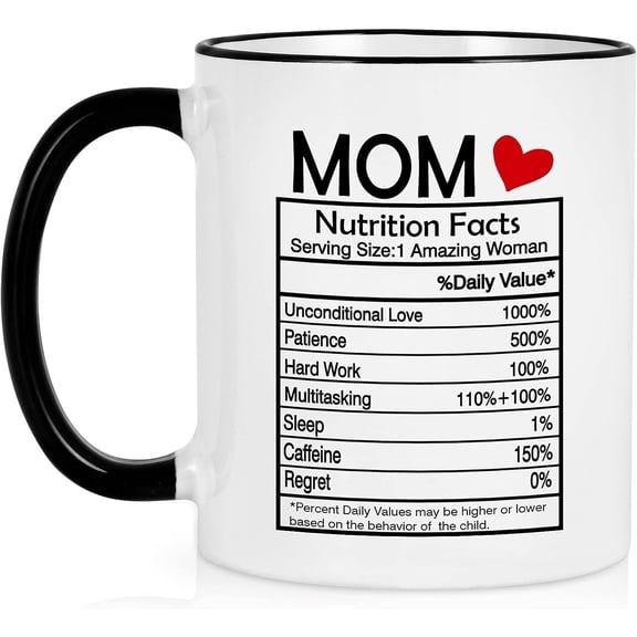 Gifts for Mom - Mom Nutrition Facts Mugs, Mothers Day Gifts for Mom from Daughter Son, Christmas Gifts, Birthday Gifts, Modwnfy White 11 fl oz Coffee Mugs Ceramic Mug Tea Cup