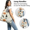 thumbnail image 2 of 5 Pack Foldable Shopping Bag,Beige Halloween Pumpkins Ghosts and Bats Reusable Grocery Bags with Pockets,Large Reusable Tote Bags with Handles Waterproof & Lightweight, 2 of 6