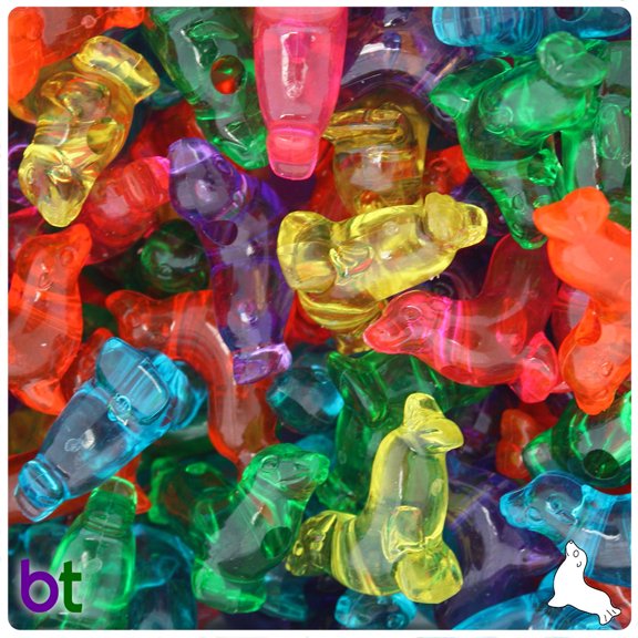 BeadTin Jelly Mix Transparent 24mm Seal Pony Beads (24pcs)