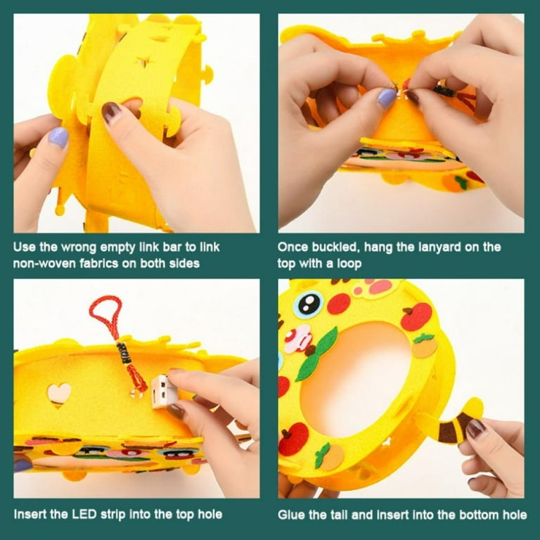 3D Art Kit for Kids - Makes a Light-Up Animal Lantern with Felt