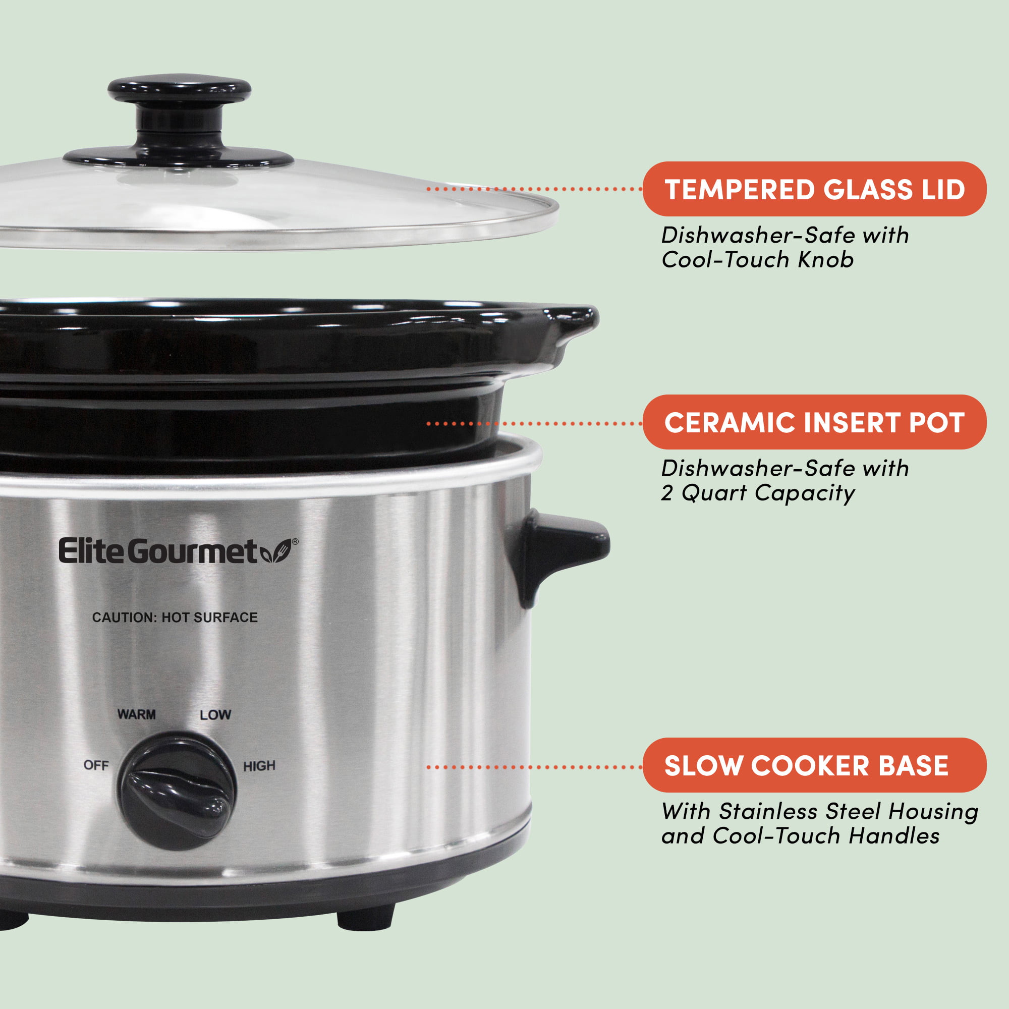 Prepology 2-qt Mini Slow Cooker with Removable Wrap ,Eggshell