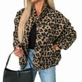 thumbnail image 2 of Women'S Leopard Print Wool Coat Button Down Stand Collar Jacket with Pockets Leopard Print XL, 2 of 9