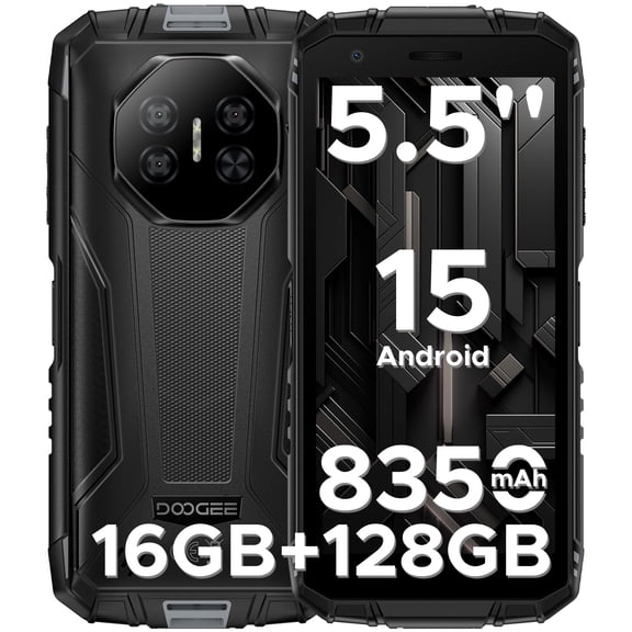 DOOGEE Fire 3 Pro Rugged Phone Unlocked,16GB 128GB/2TB,8350mAh/18W,5.5"HD IPS,Android 15,IP68/IP69K Waterproof,Widevine L1/NFC/Face ID/GPS