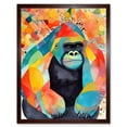 thumbnail image 1 of Colourful Gorilla Folk Art Watercolour Painting Art Print Framed Poster Wall Decor 12x16 inch, 1 of 5