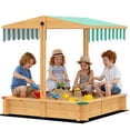 thumbnail image 1 of Outsunny Wooden Sandbox with Cover, Adjustable Canopy, Light Brown, 1 of 10