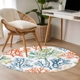 thumbnail image 5 of Red Water Blue Coral Round Area&nbsp;Rug 3ft Summer Marine Life Non-Slip&nbsp;Washable Circle Rugs Soft Felt Indoor Floor Mat for Bedroom Kitchen Living Room Bathroom, 5 of 9