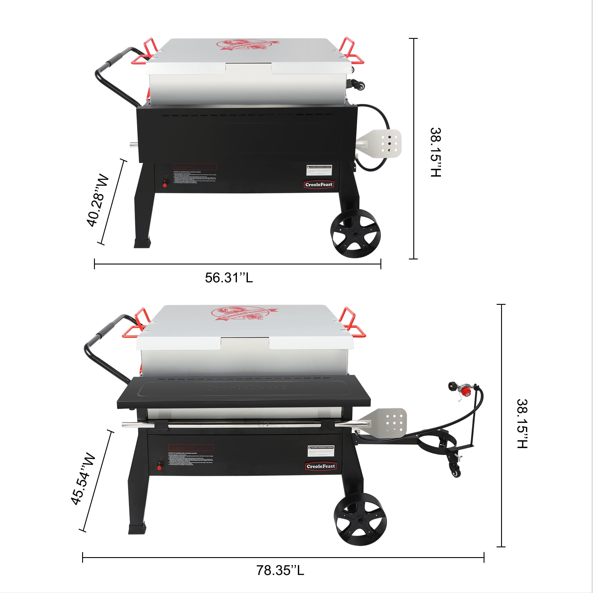 Creole Feast CFB2001, 150-Quart Double Sack Crawfish Boiler, Outdoor Stove Gas Cooker with Folding Cylinder Mounting Bracket and Stirring Paddle,Black