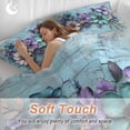 thumbnail image 4 of 3 Piece Spring Purple Flowers Duvet Cover Set Queen Size,Microfiber Comforter/Quilt Cover with Corner Ties and 2 Pillowcases,Floral Mottled Teal Wall Retro All Season Soft Bedding with Zipper Closure, 4 of 8