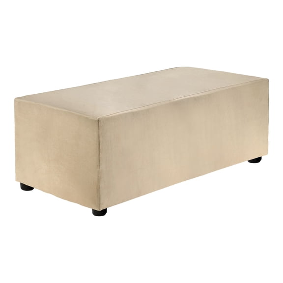 Stretch Ottoman Cover Rectangular Square Ottoman Slipcover with Elastic for Foot Stool Living Room Bedroom Fit Length 83-101cm / 32.68"-39.76", M-Large, Taupe