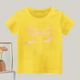 thumbnail image 2 of yillto Girls Bow Graphic Shirts Short Sleeve Crew Neck Cotton Tee 2025 Summer Cute Tshirts Tops, 2 of 3