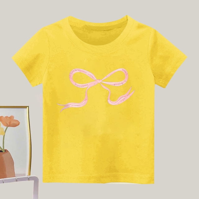 Rbaofujie T-Shirts Filles Manches Courtes Col Rond Été Décontracté Ample Hauts Tees