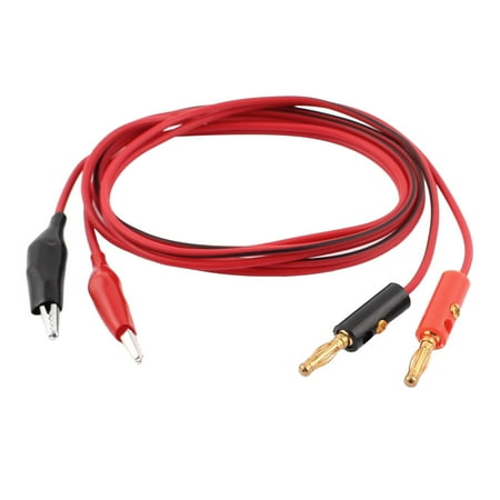 - Pair Multimeter Alligator Clip to Gold Tone Banana Plug Test Cord Wire 1M