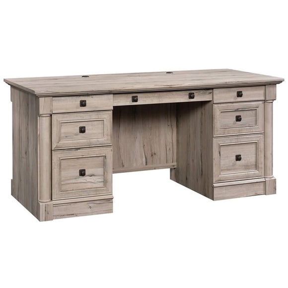 Pemberly Row Engineered Wood Executive Desk in Split Oak Finish