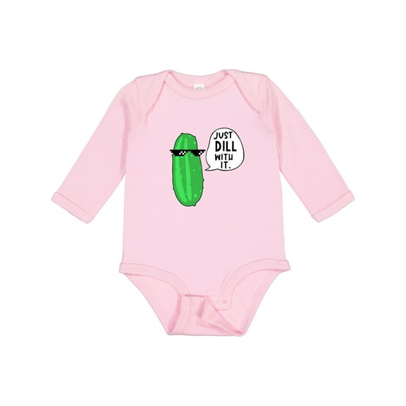 Inktastic Just Dill with It Chill Dill Pickle in Sunglasses Boys or Girls Long Sleeve Baby Bodysuit