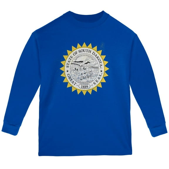 Born and Raised South Dakota State Flag Youth Long Sleeve T Shirt Royal YSM