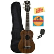 Luna Honu Tribal Turtle Mahogany Soprano Ukulele Bundle with Gig Bag, Tuner, Austin Bazaar Instructional DVD, and Polishing Cloth