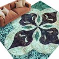 thumbnail image 2 of Abstract Green Black Flowers Washable Living Room Rugs 6'x9', Vintage Abstract Black Green Flowers Low Pile Throw Large Area Rug Non-Slip Sturdy Edge Binding Carpet for Dining Room Kitchen Office, 2 of 9