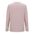 thumbnail image 6 of Womens Cotton Striped T Shirts Long Sleeve Round Neck Basic Tees Fall Winter Tops Casual Pullover Tshirts (L, Pink), 6 of 6
